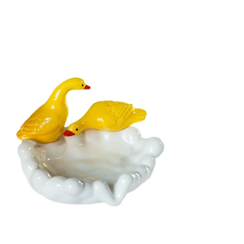 Cute Duck Ceramic Soap Dish – Instagram Aesthetic Soap Holder, Decorative Tray for Bathroom & Kitchen, Premium Art Decor Gift